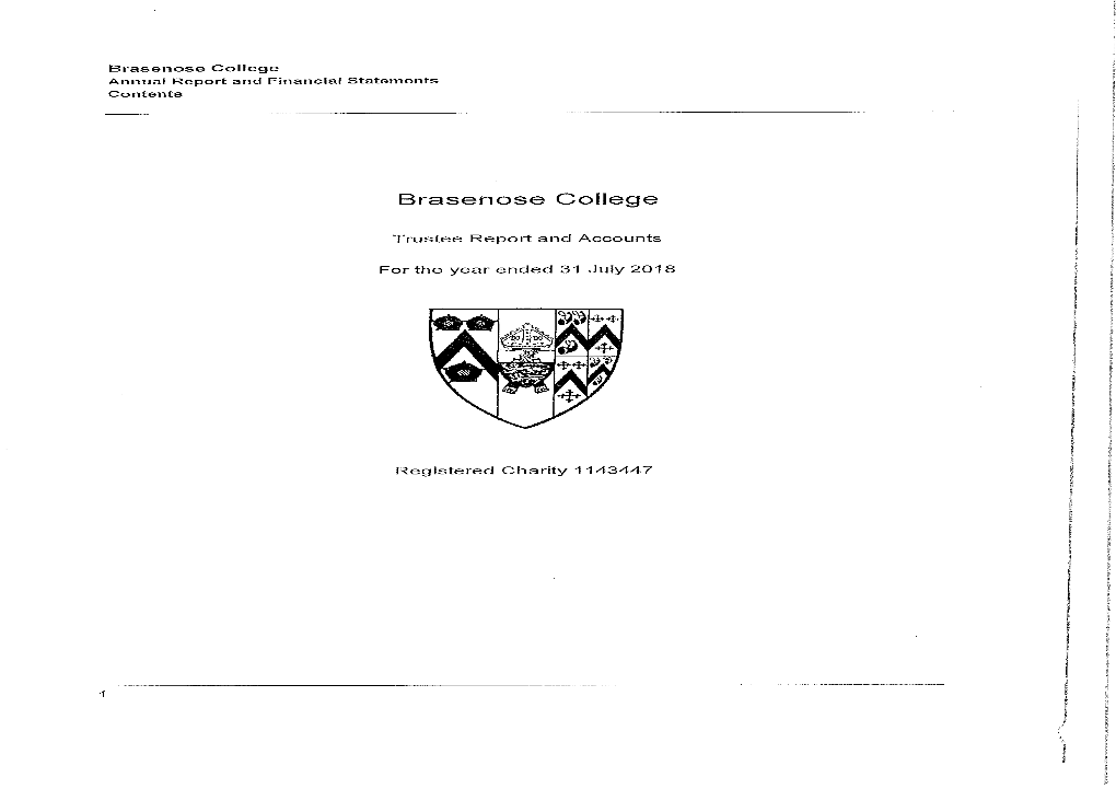 Brasenose College Annual Report and Financial Statements Contents