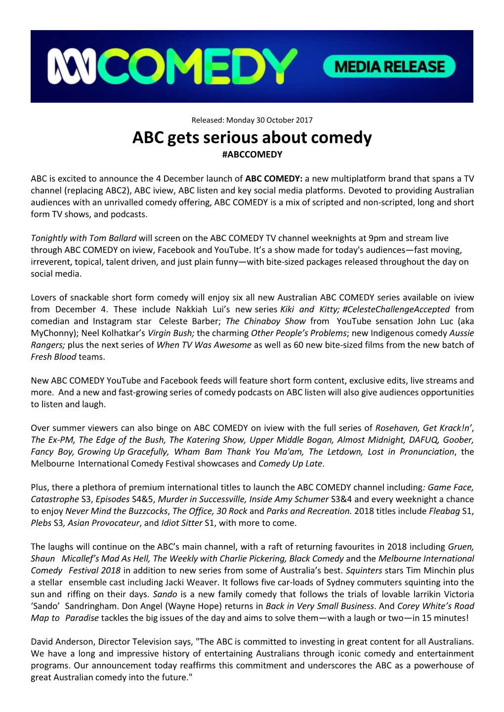 ABC Gets Serious About Comedy #ABCCOMEDY