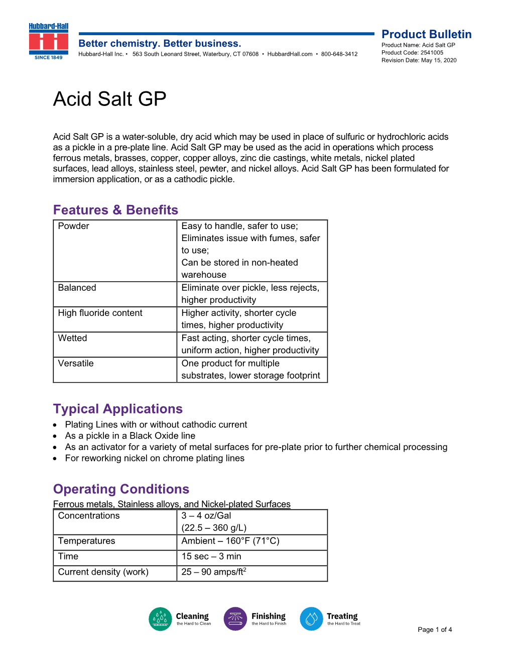 Acid Salt GP Hubbard-Hall Inc