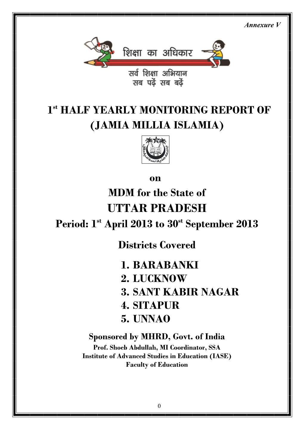 Report of (Jamia Millia Islamia)