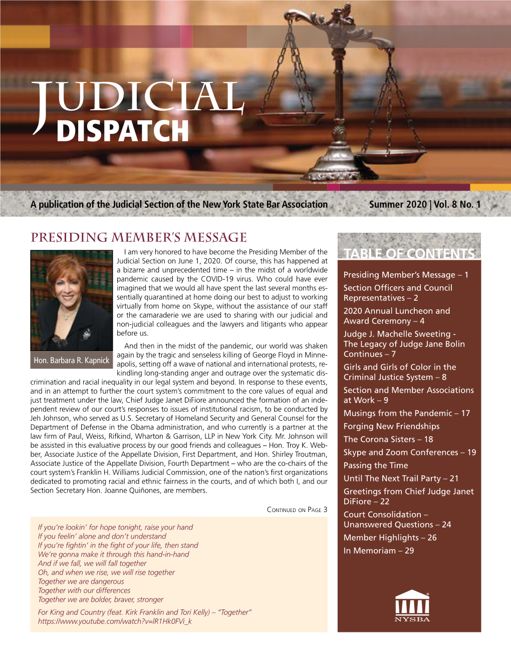 Judicial Section of the New York State Bar Association Summer 2020 | Vol