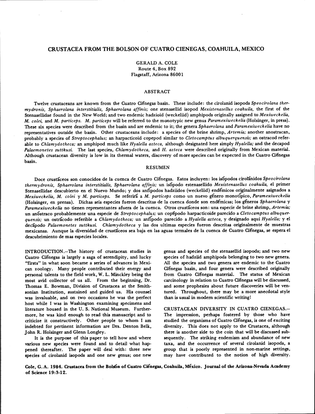 From Cuatro Cidnegas Material. Thc Status of Mexican Most Avid Collector of Us All