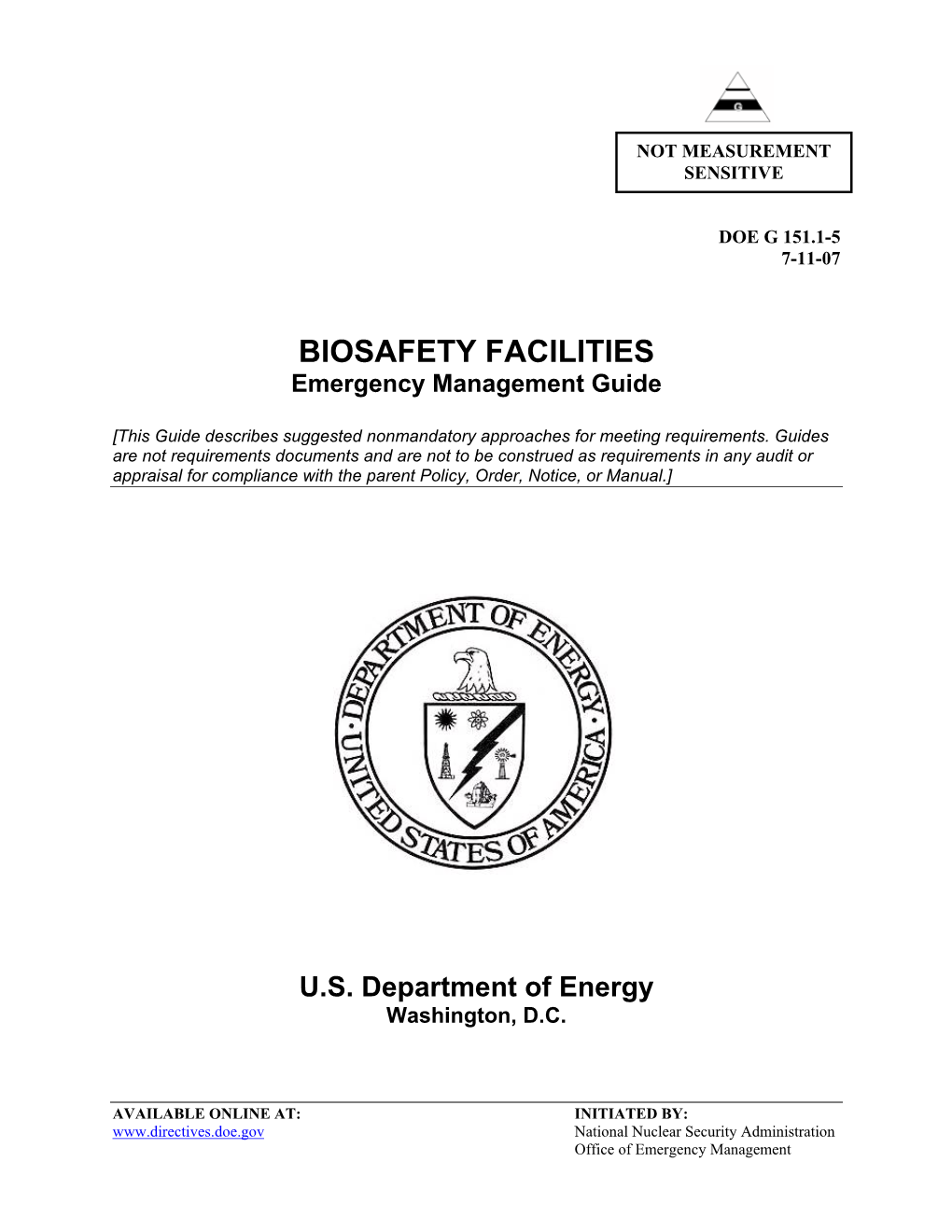 BIOSAFETY FACILITIES Emergency Management Guide