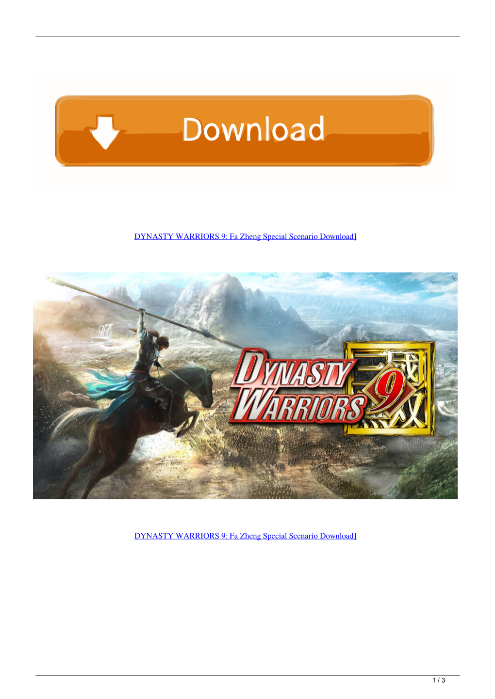DYNASTY WARRIORS 9 Fa Zheng Special Scenario Download