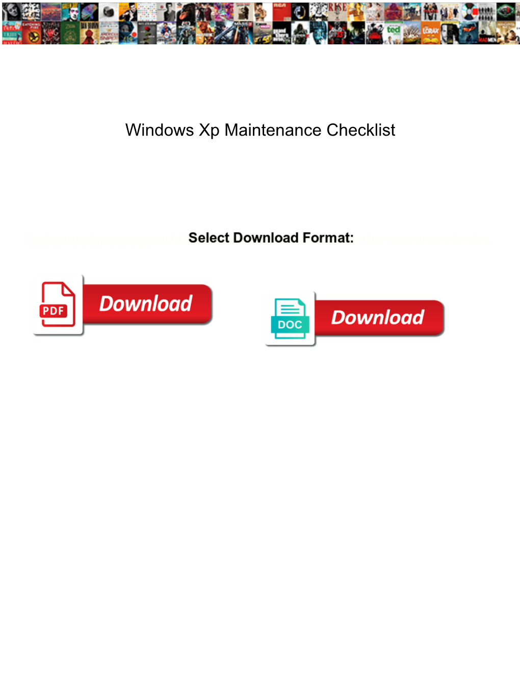 Windows Xp Maintenance Checklist