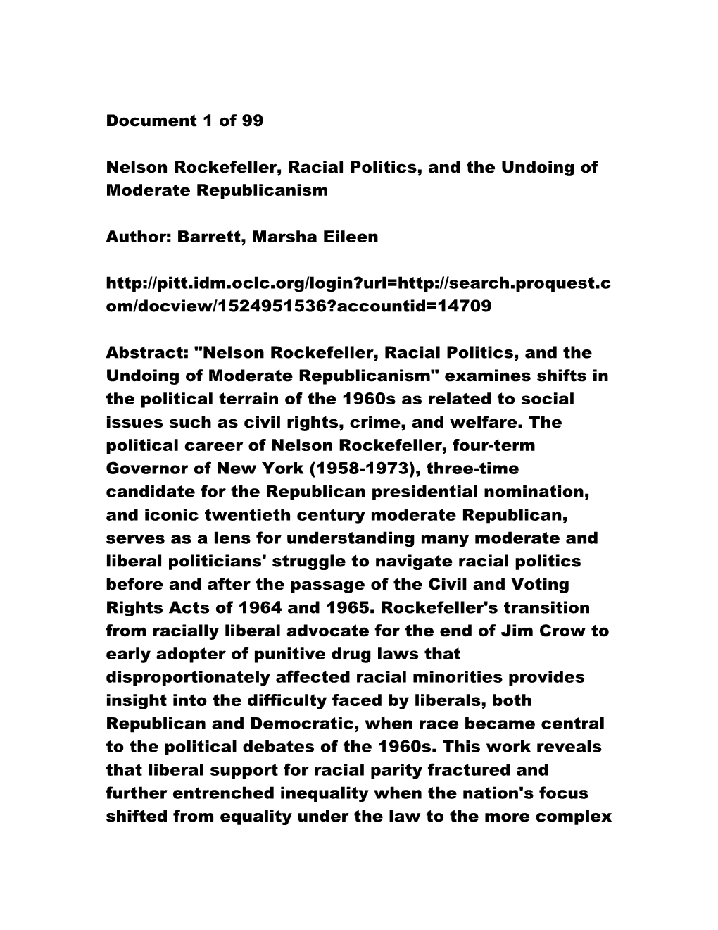 Document 1 of 99 Nelson Rockefeller, Racial