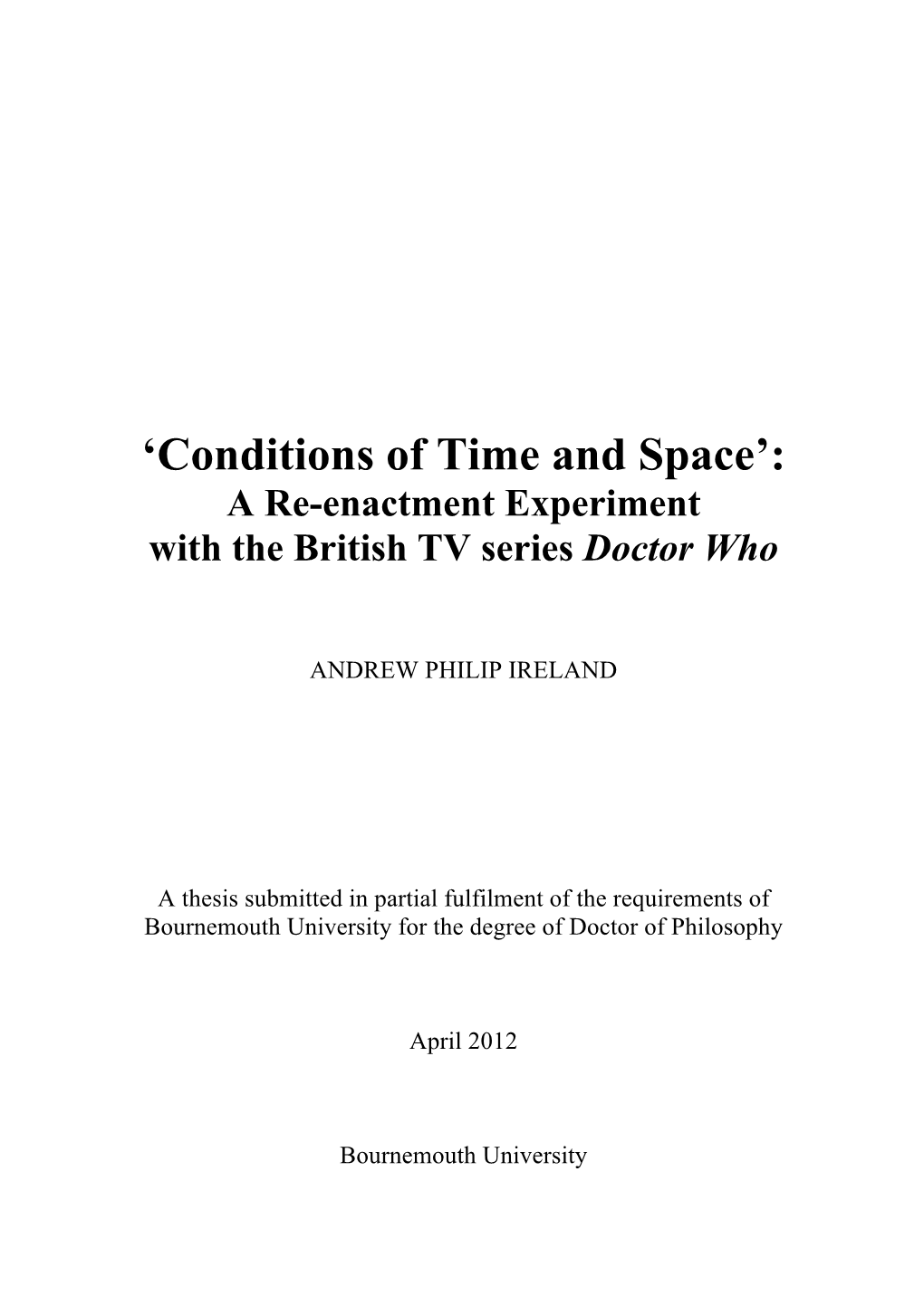 'Conditions of Time and Space'