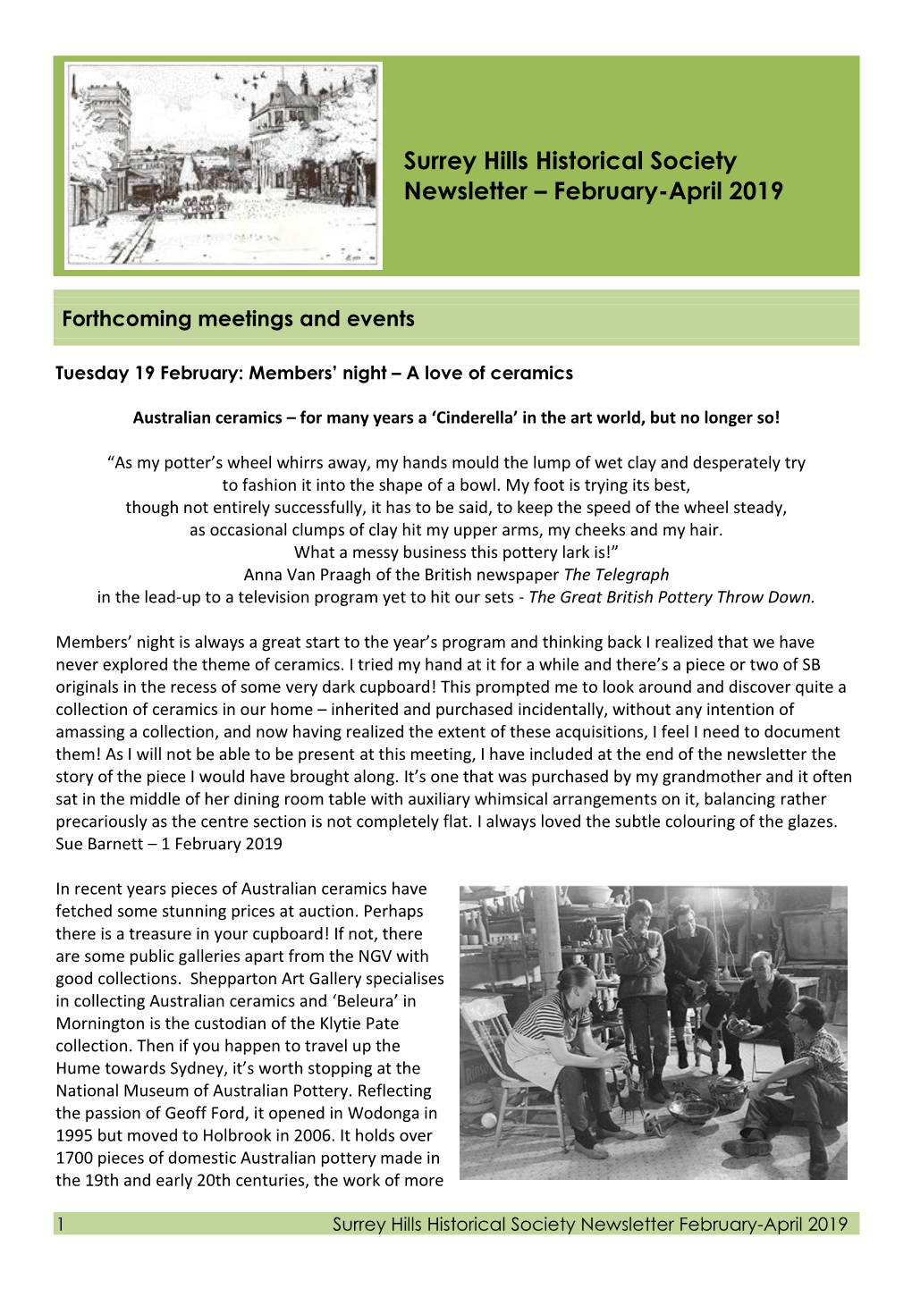 Surrey Hills Historical Society Newsletter – February-April 2019 Newsletter No 62 July 2016