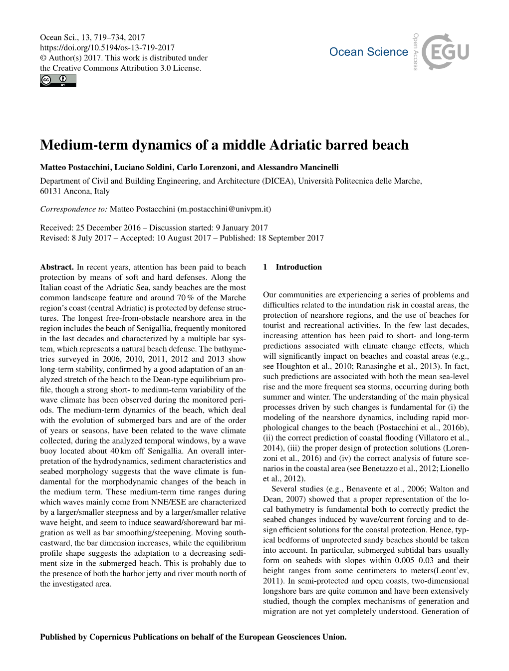 Medium-Term Dynamics of a Middle Adriatic Barred Beach