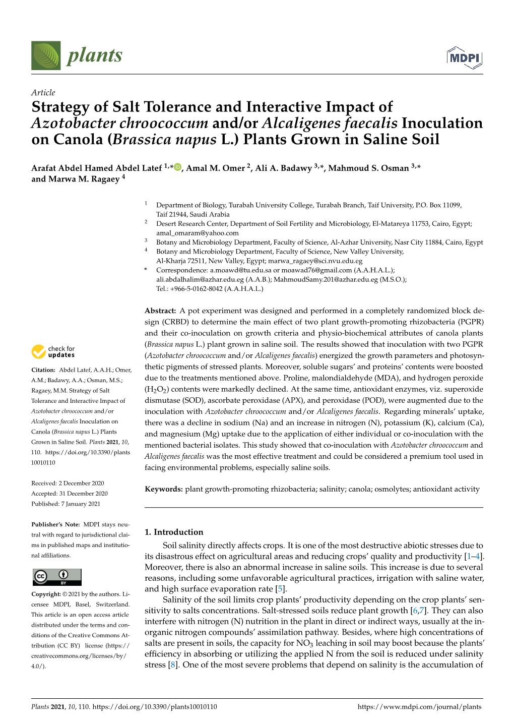 Strategy of Salt Tolerance and Interactive Impact Of