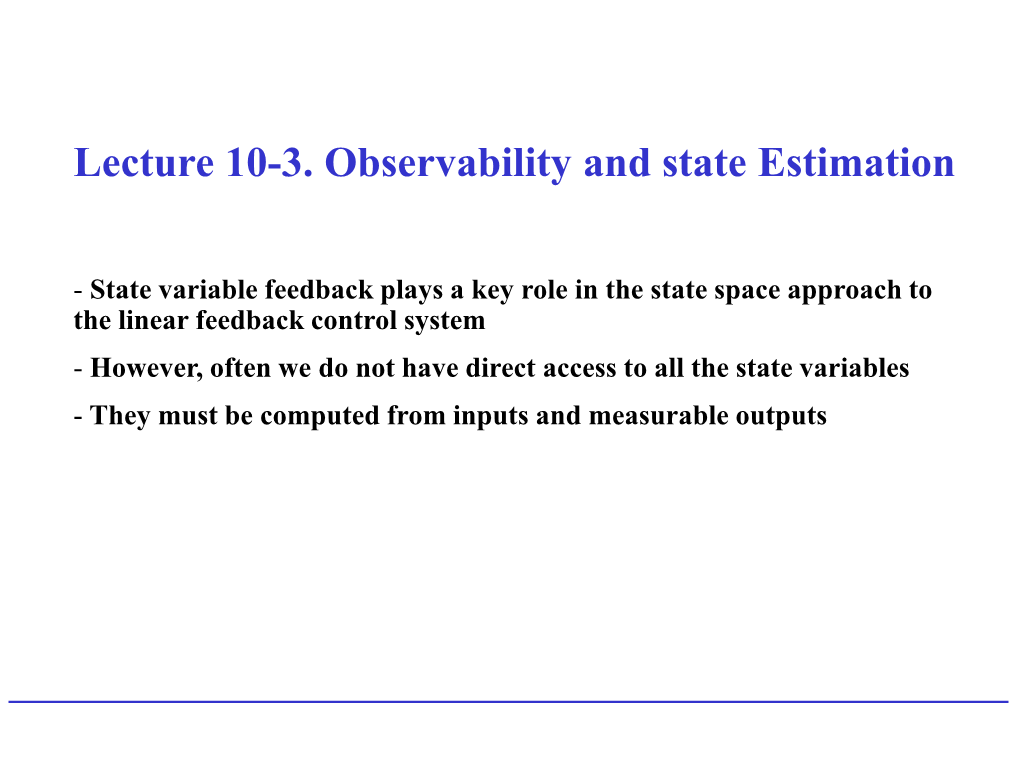 Lecture 10-3. Observability and State Estimation