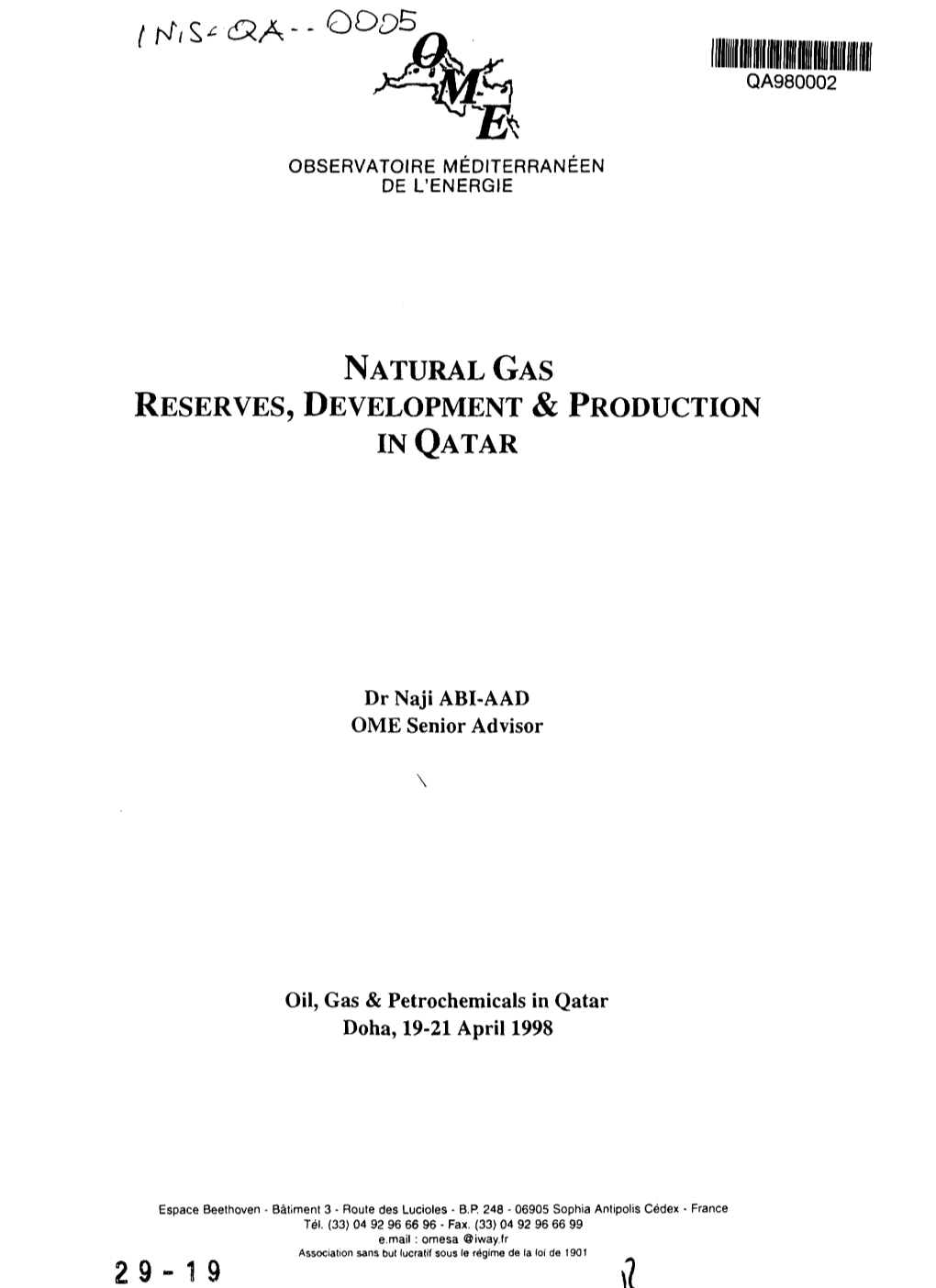 Natural Gas Reserves, Development & Production in Qatar