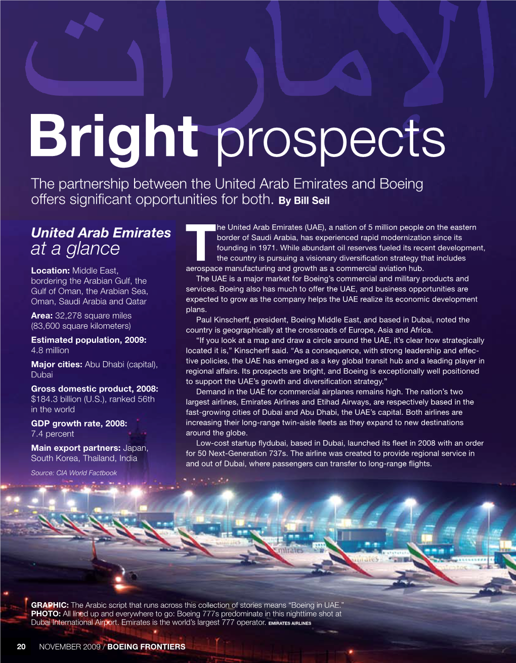 Bright Prospects the Partnership Between the United Arab Emirates and Boeing Offers Significant Opportunities for Both.By Bill Seil