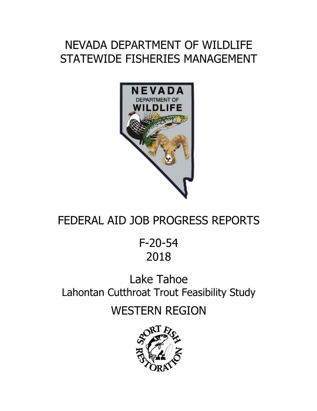 Nevada Department of Wildlife Statewide Fisheries Management