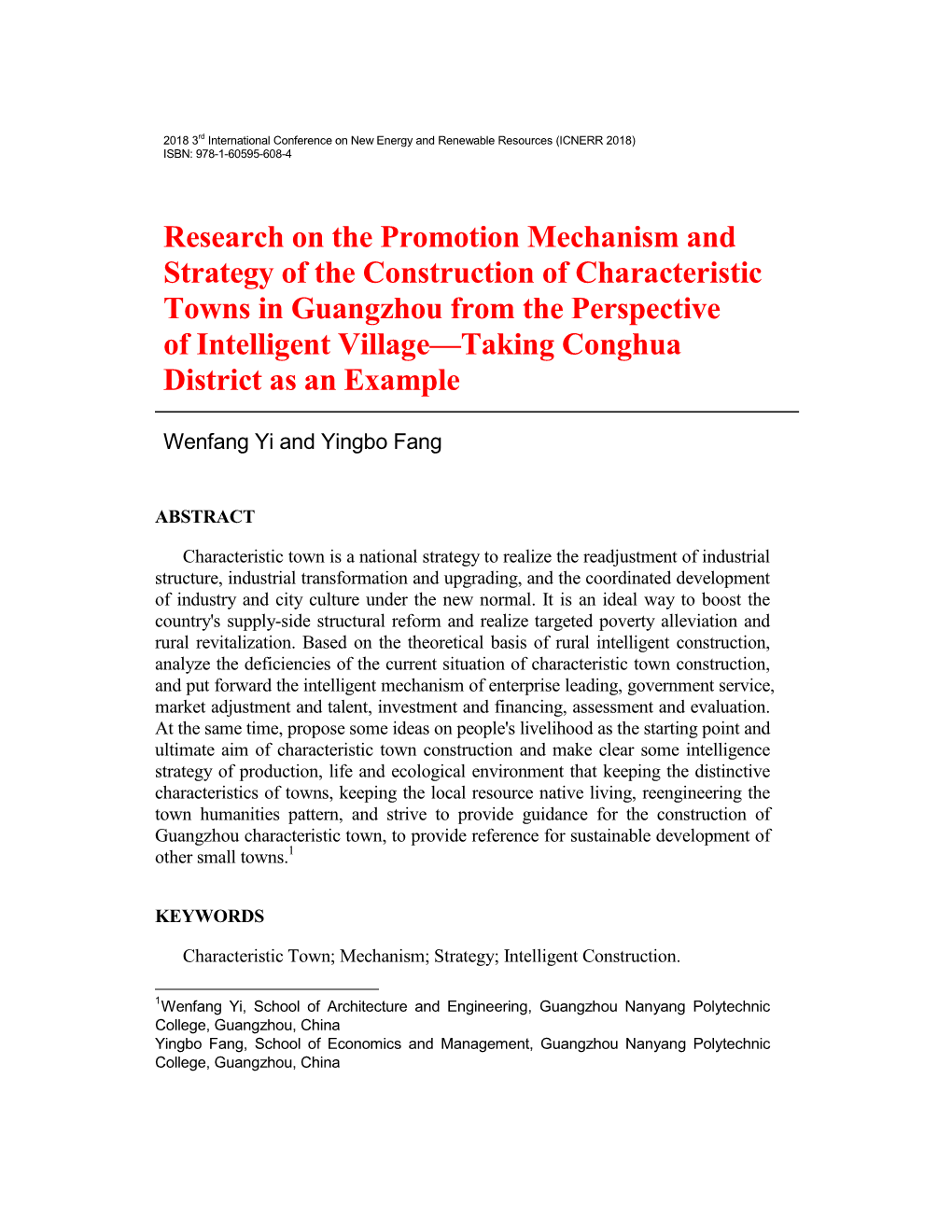 Research on the Promotion Mechanism and Strategy of the Construction of Characteristic Towns in Guangzhou from the Perspective of Intelligent Village—Taking Conghua