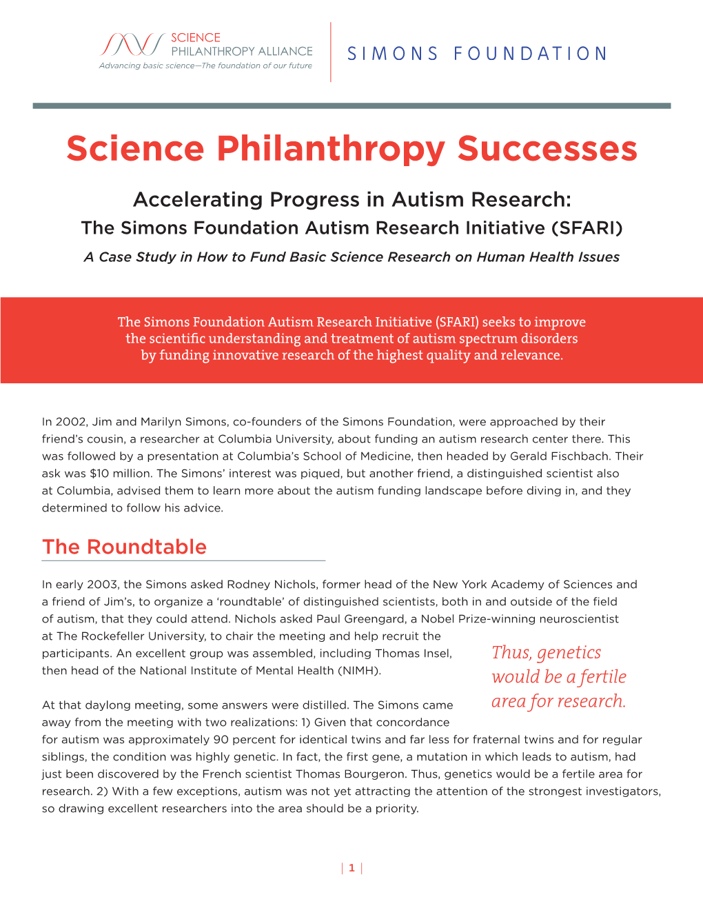 Simons Foundation SFARI Case Study