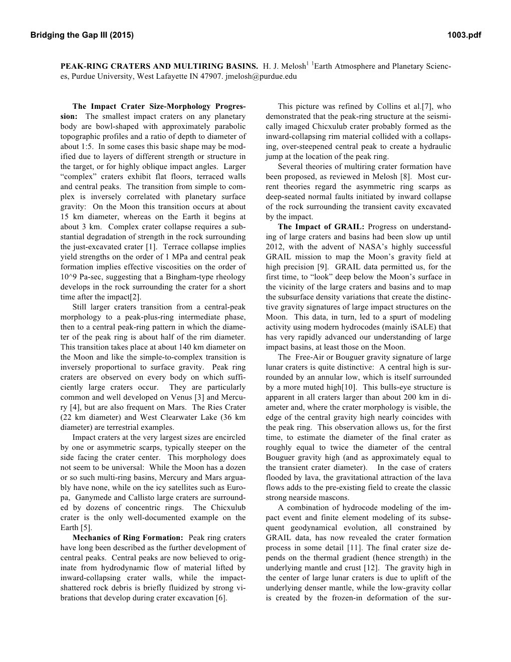 Peak Ring Craters and Multiring Basins