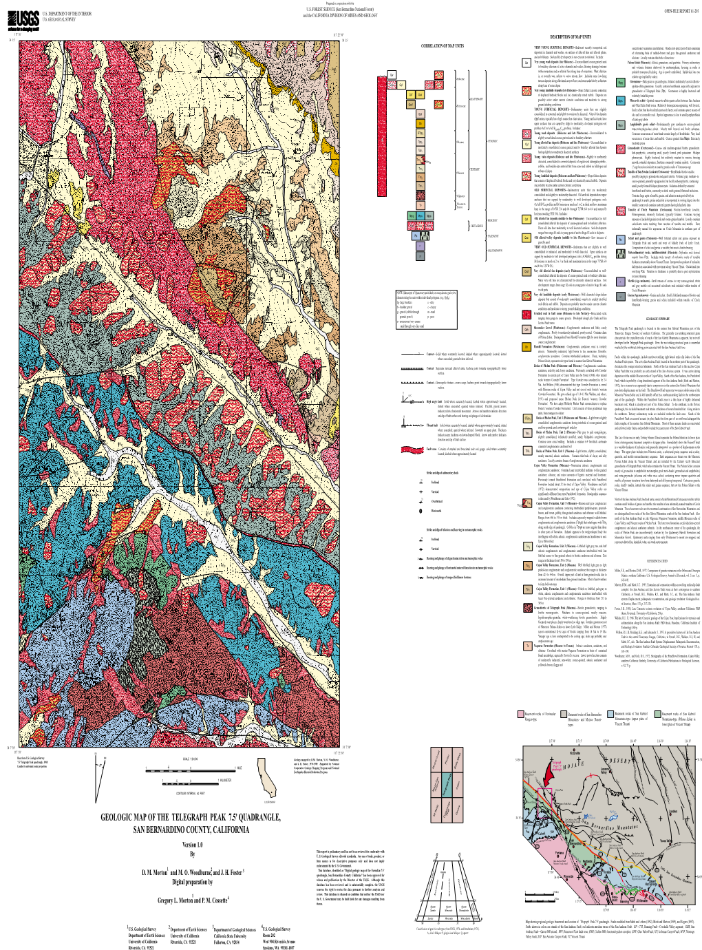 Geologic Map of the Telegraph Peak 7.5