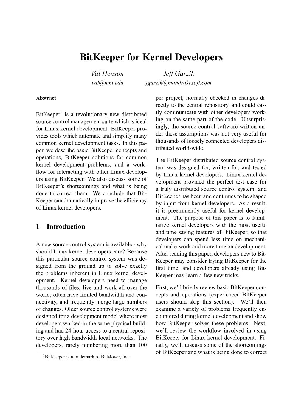 Bitkeeper for Kernel Developers