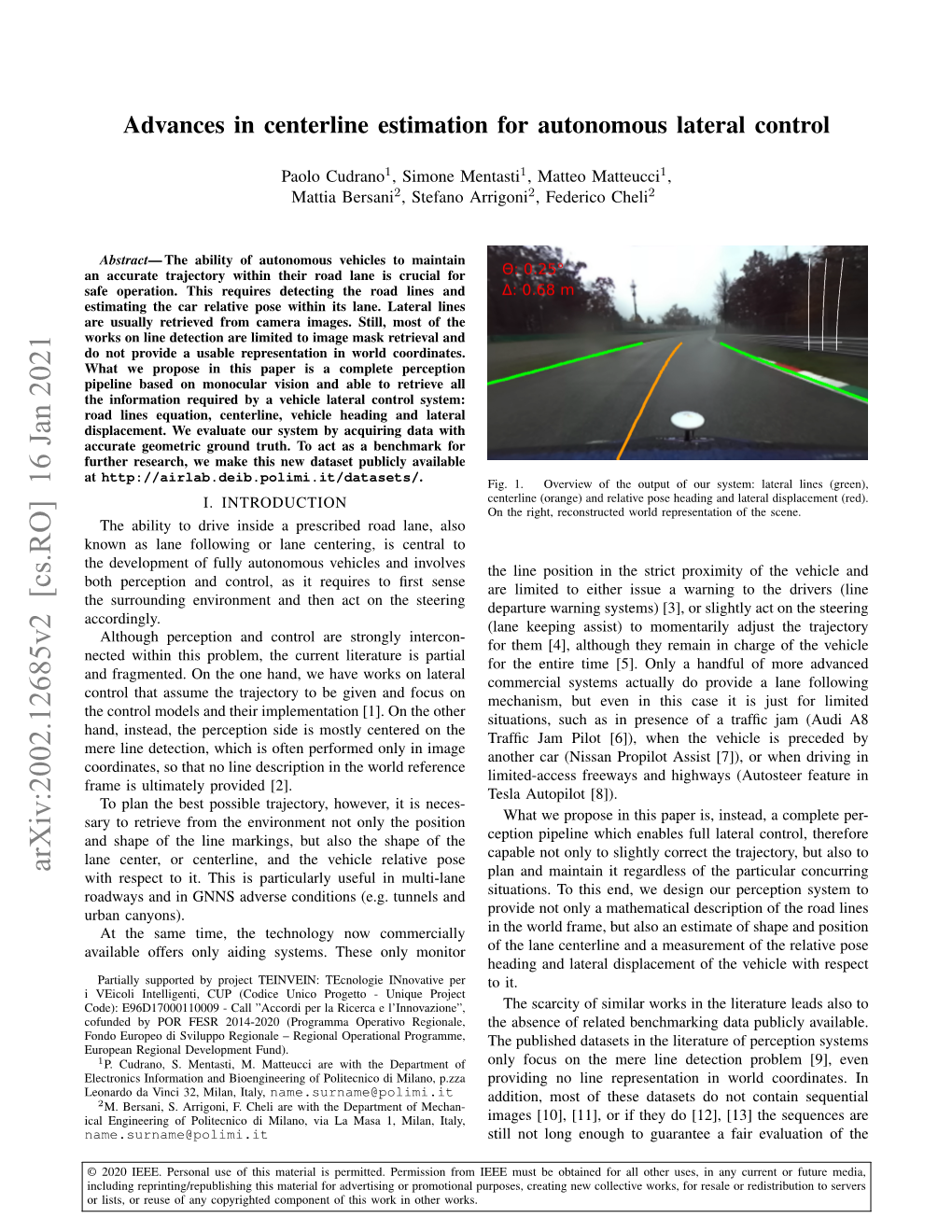 Advances in Centerline Estimation for Autonomous Lateral Control