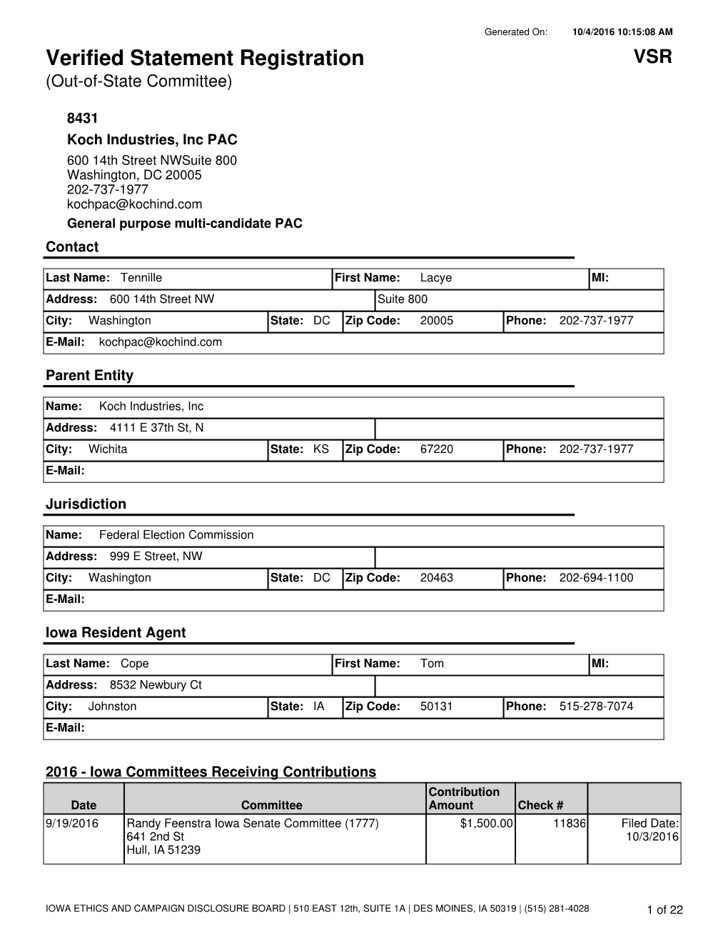 Verified Statement Registration VSR (Out-Of-State Committee)