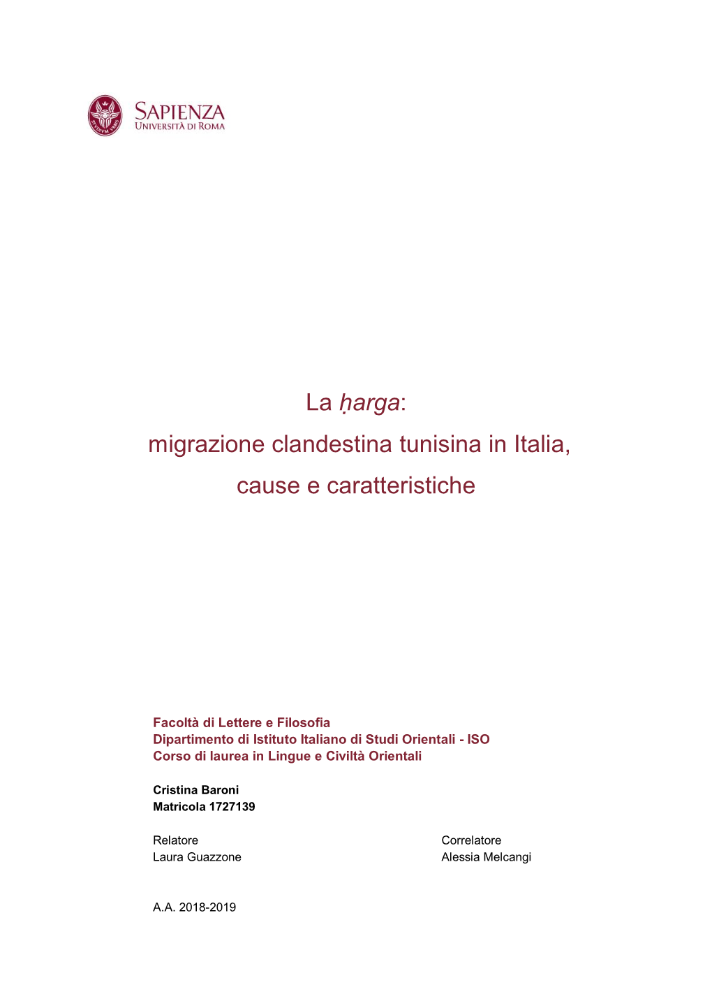 La Ḥarga: Migrazione Clandestina Tunisina in Italia, Cause E Caratteristiche