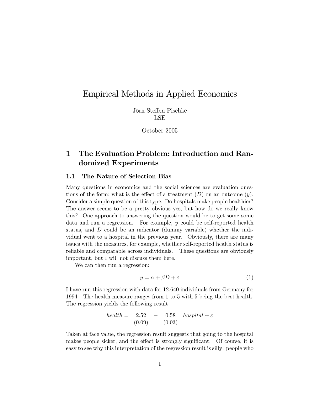 Empirical Methods in Applied Economics