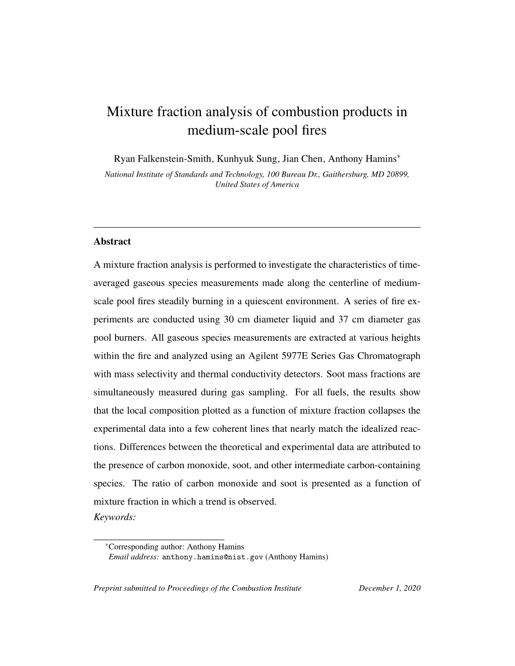 Mixture Fraction Analysis of Combustion Products in Medium-Scale Pool ﬁres