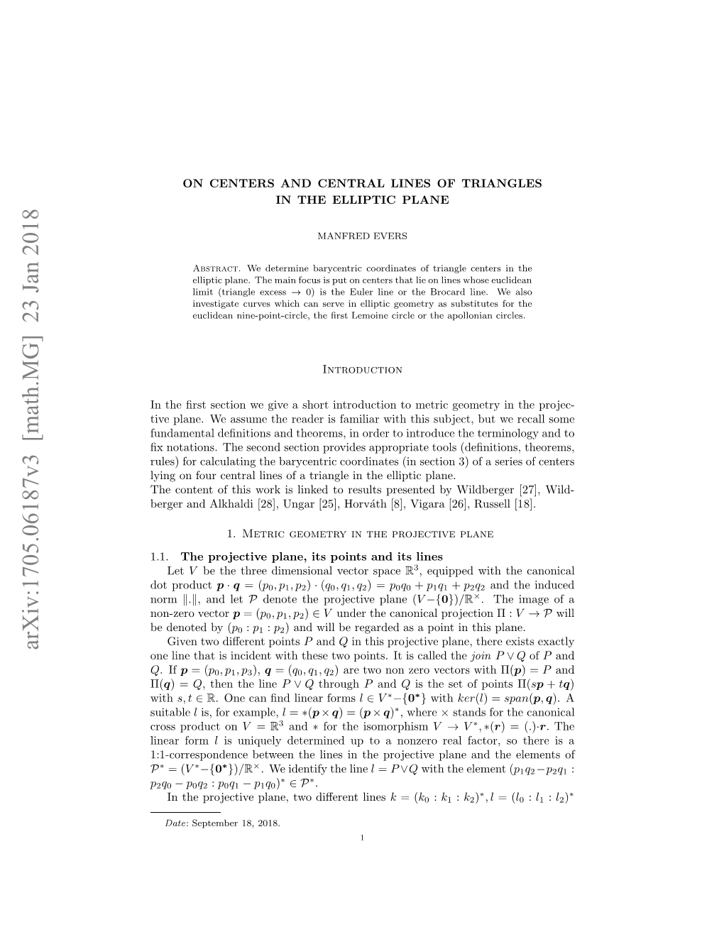 Arxiv:1705.06187V3 [Math.MG]