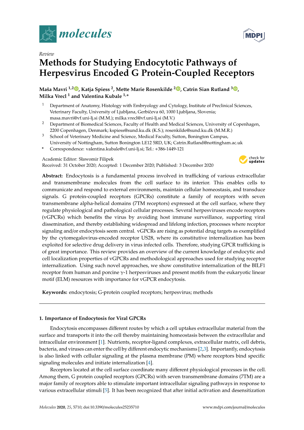 Methods for Studying Endocytotic Pathways of Herpesvirus Encoded G Protein-Coupled Receptors