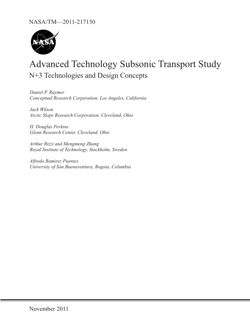 Advanced Technology Subsonic Transport Study N+3 Technologies and Design Concepts