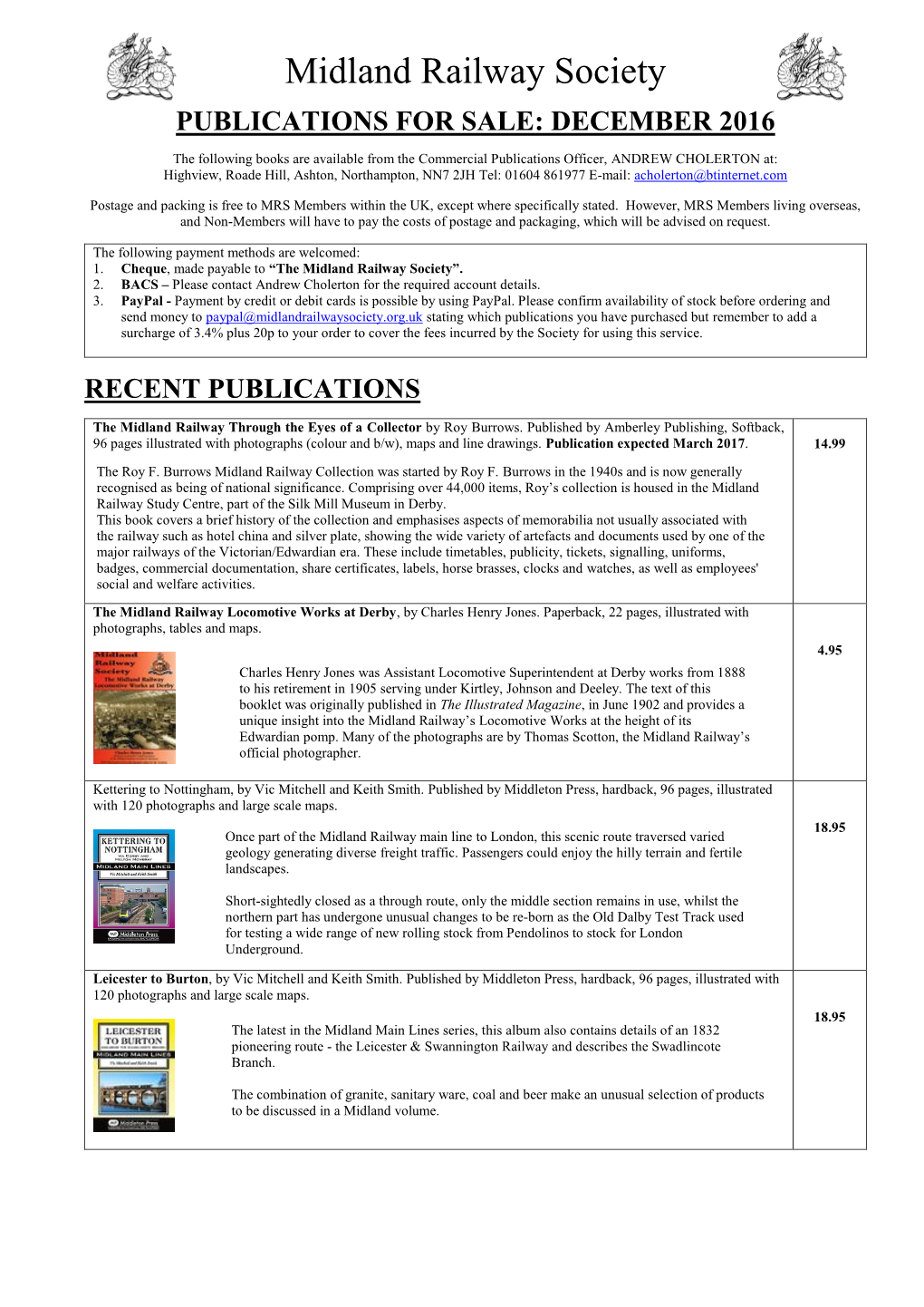 PUBLICATIONS for SALE: September 2007