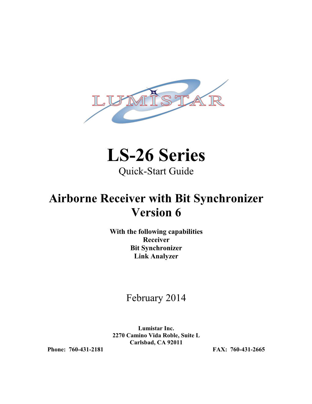 LS-26 Series Quick-Start Guide