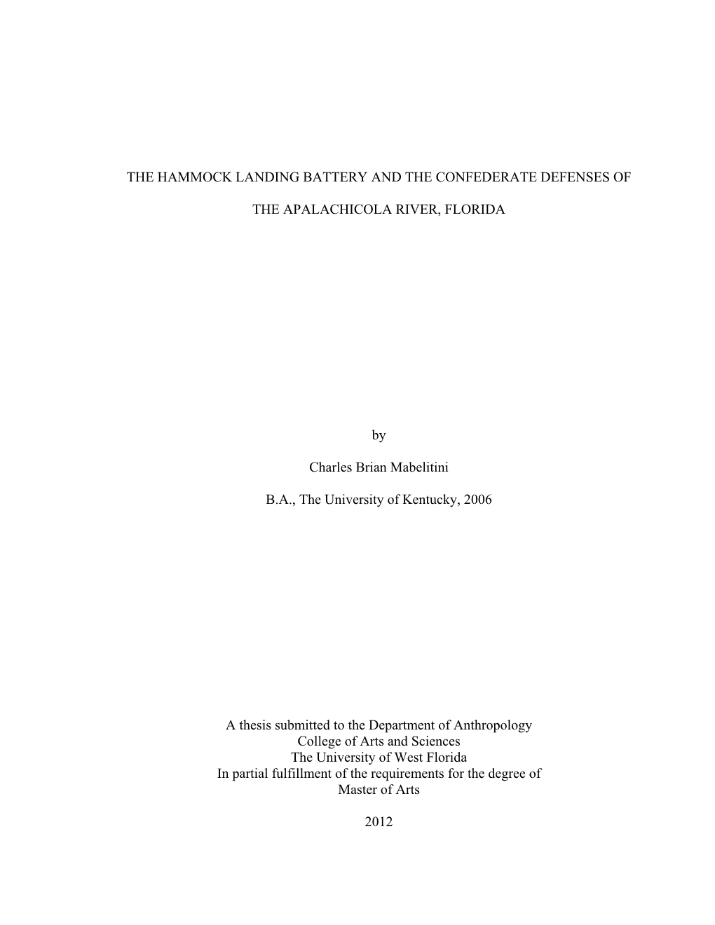 The Hammock Landing Battery and the Confederate Defenses Of