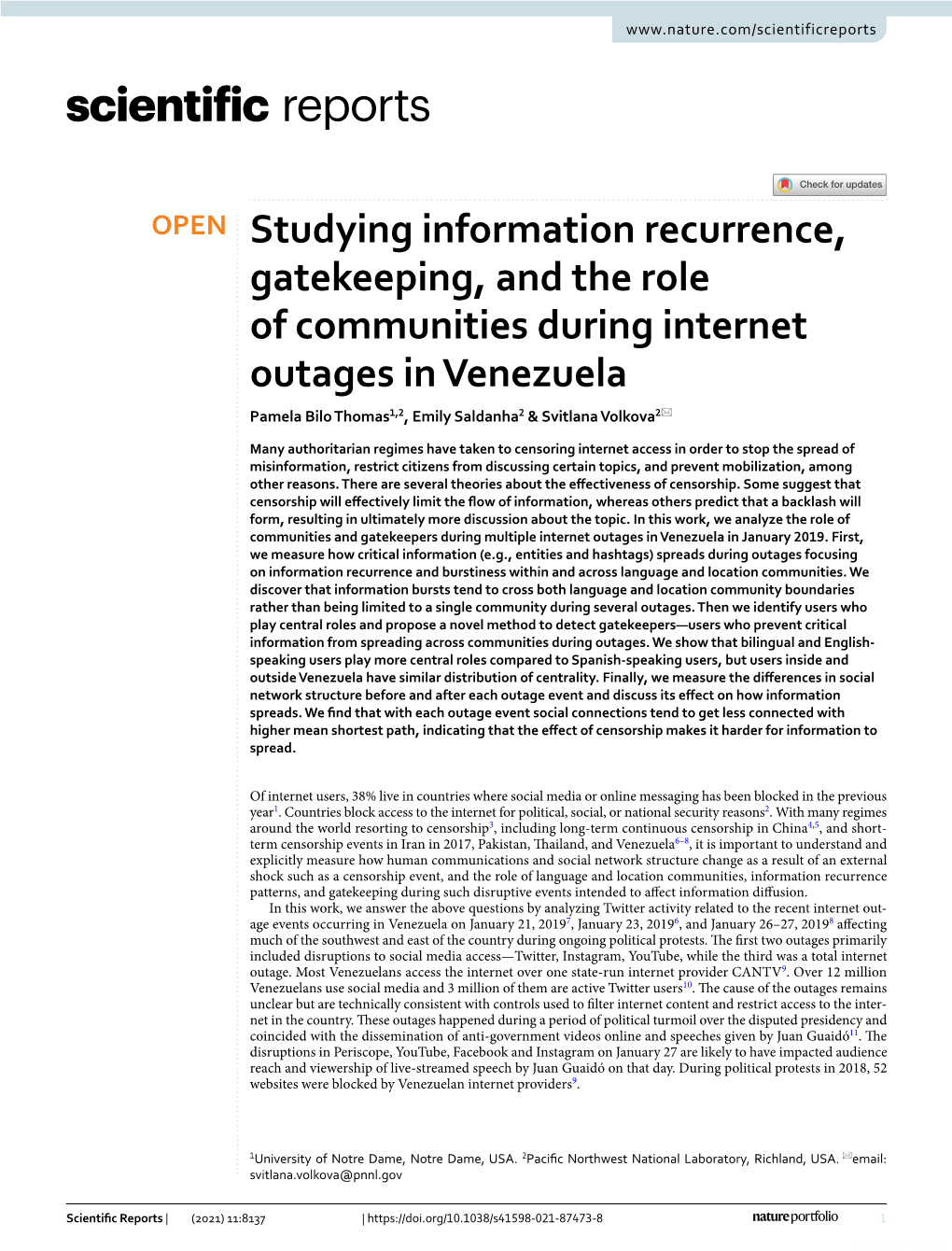 Studying Information Recurrence, Gatekeeping, and the Role Of