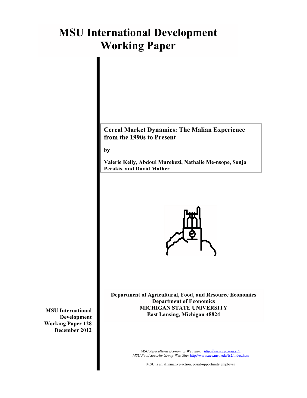 MSU International Development Working Papers