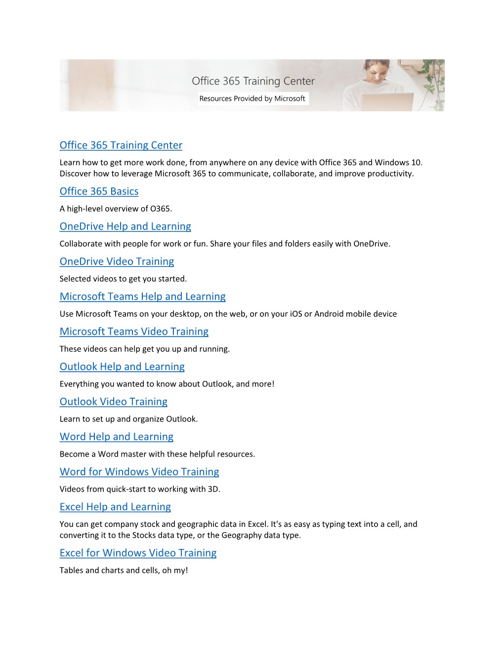 Office 365 Training and Resources