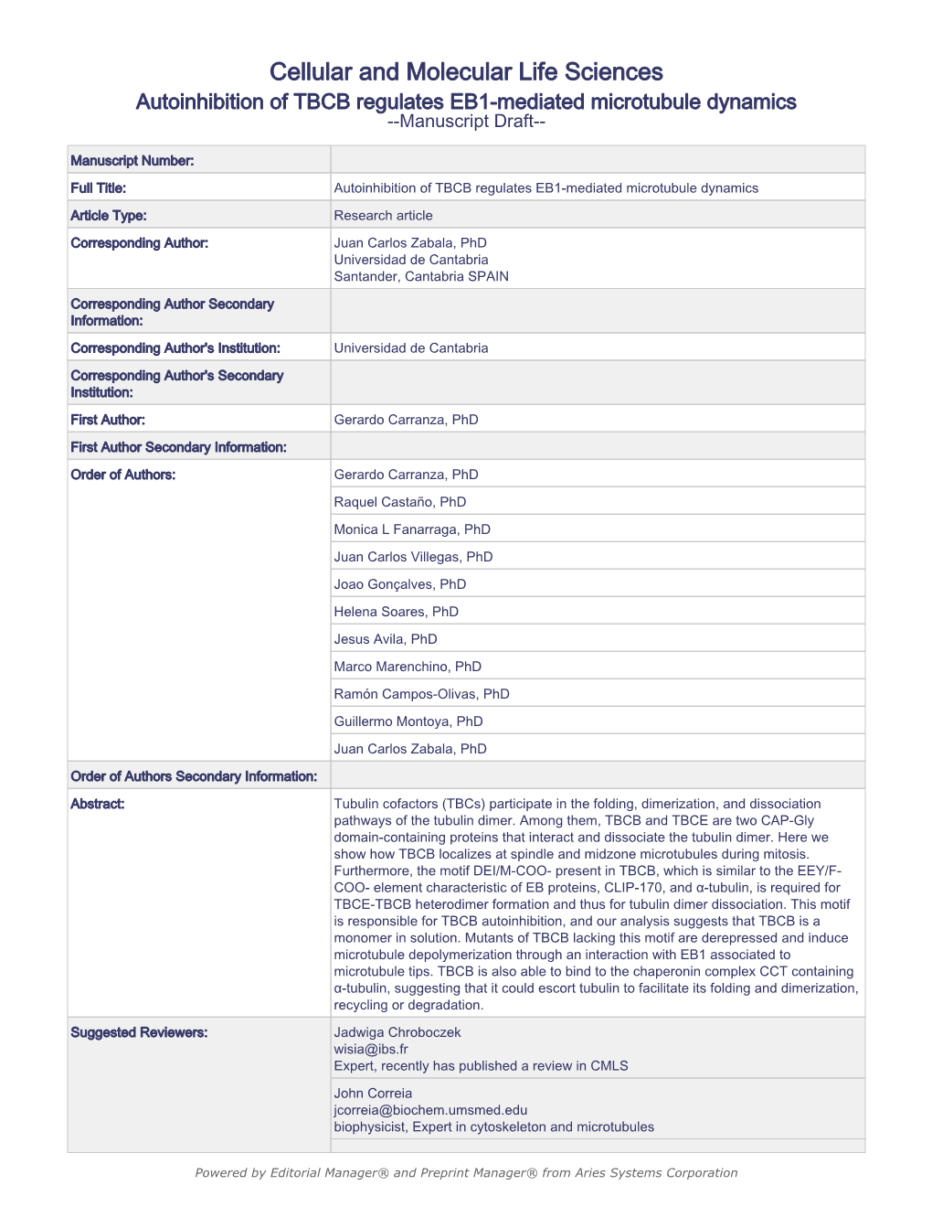 Cellular and Molecular Life Sciences