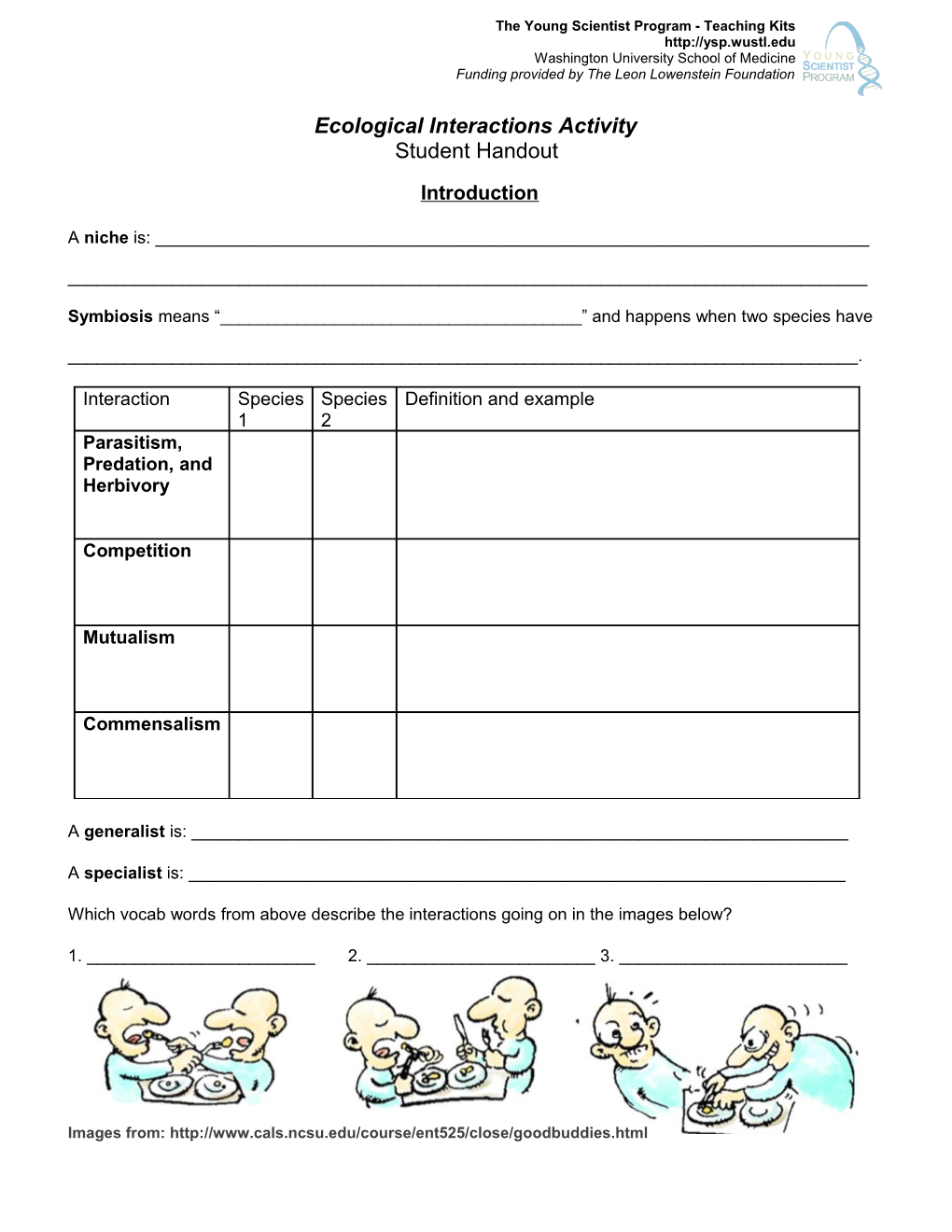 Ecological Interactions Activity