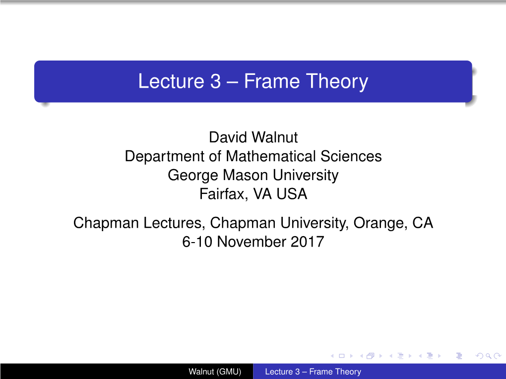 Frame Theory