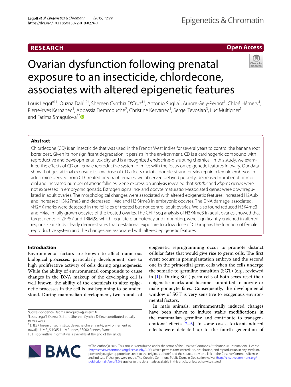 Ovarian Dysfunction Following Prenatal Exposure to an Insecticide