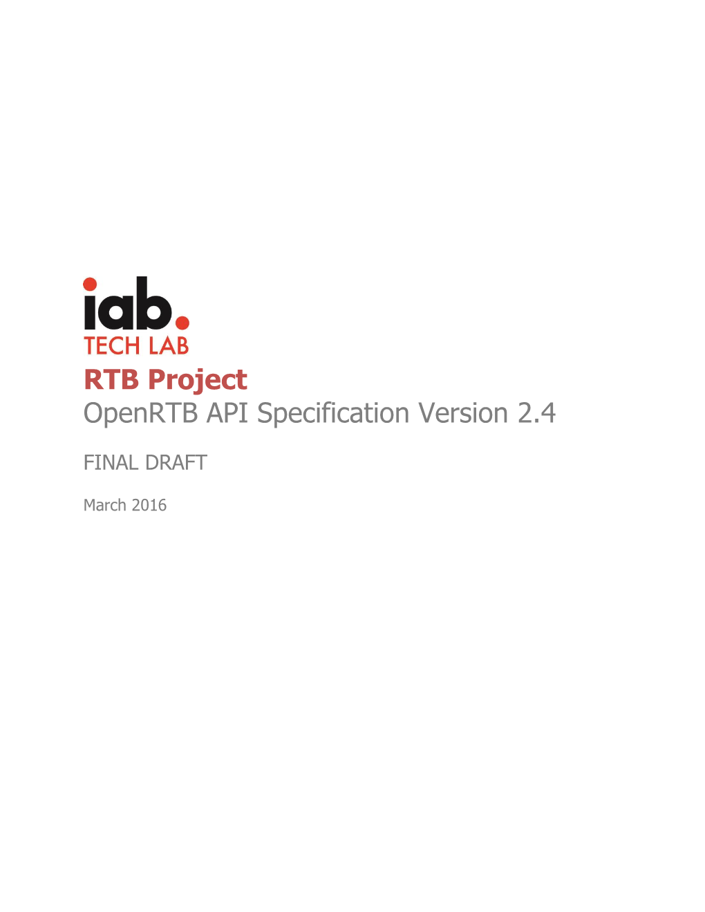 RTB Project Openrtb API Specification Version 2.4