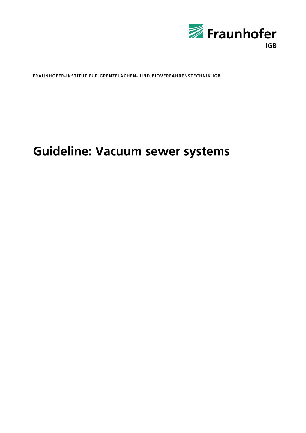 Guideline: Vacuum Sewer Systems