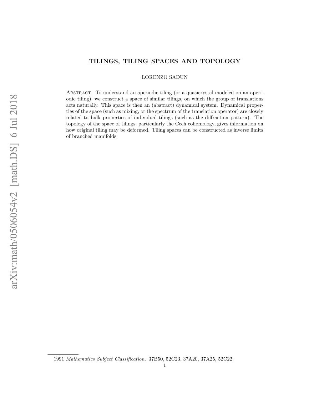 Arxiv:Math/0506054V2 [Math.DS] 6 Jul 2018 1991 Ahmtc Ujc Classiﬁcation