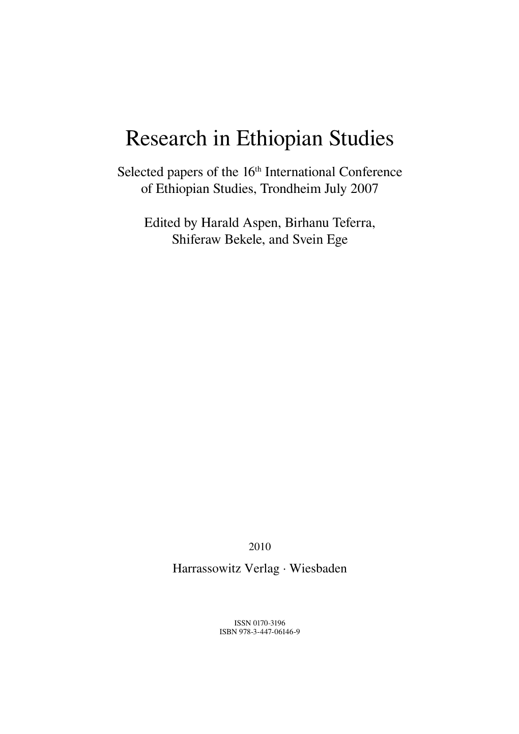Research in Ethiopian Studies