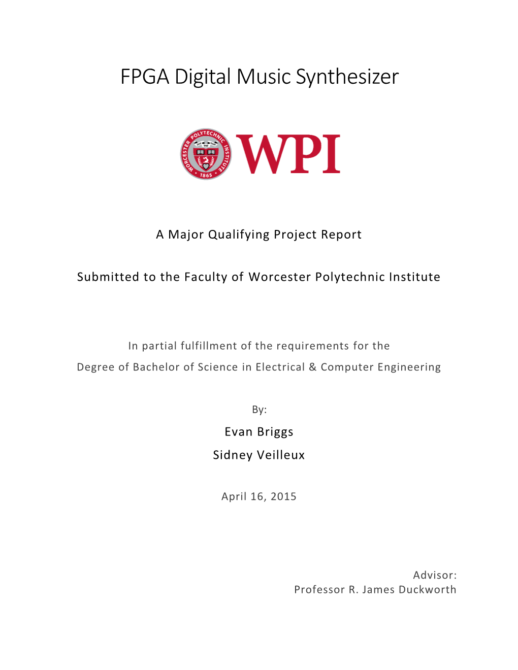 FPGA Digital Music Synthesizer