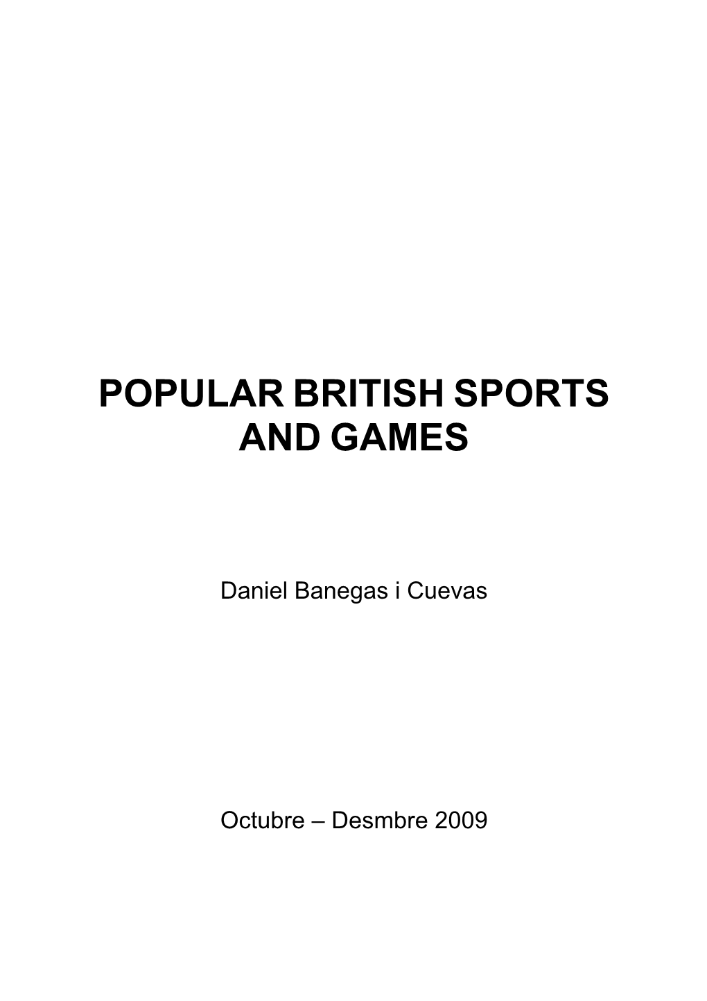 Popular British Sports and Games