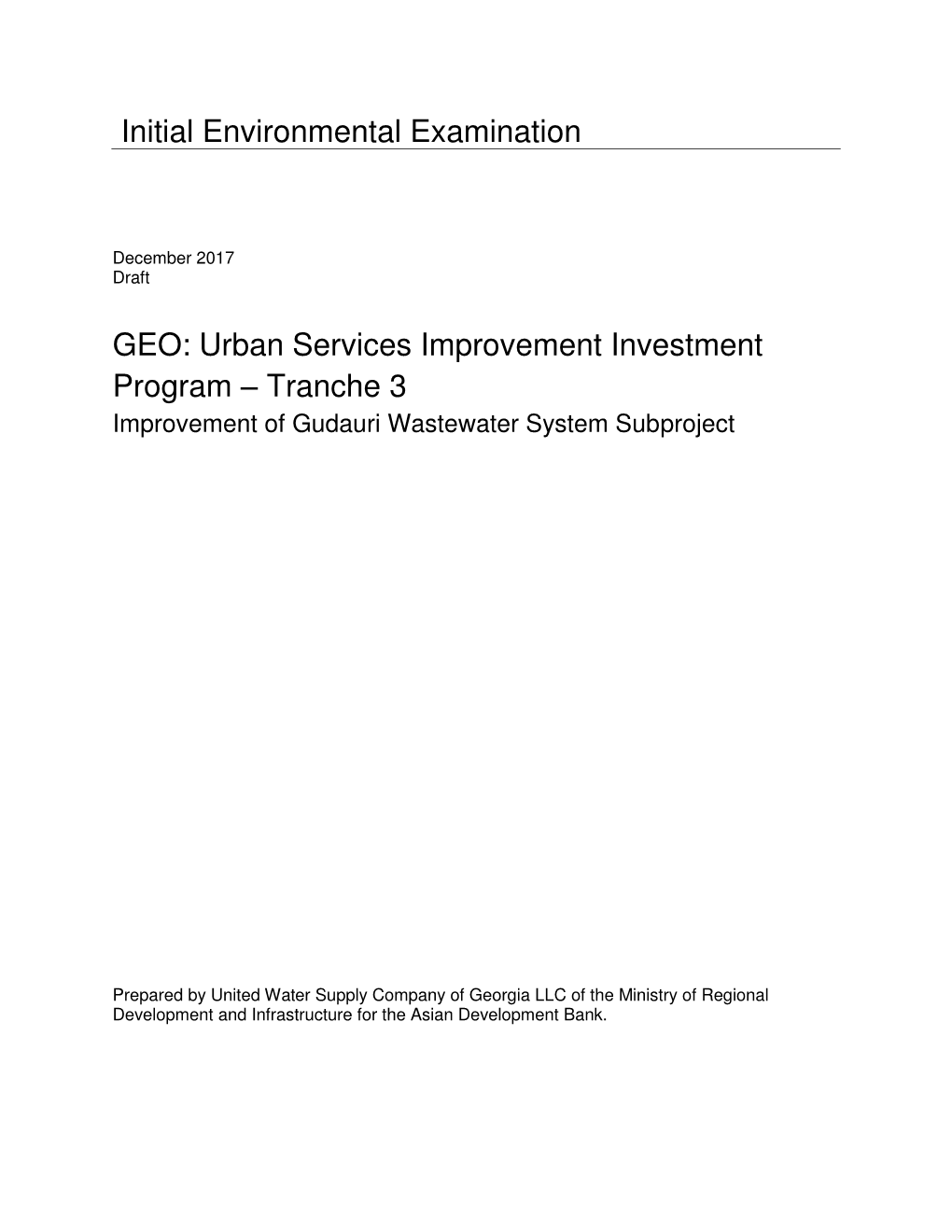 43405-025: Urban Services Improvement Investment Program