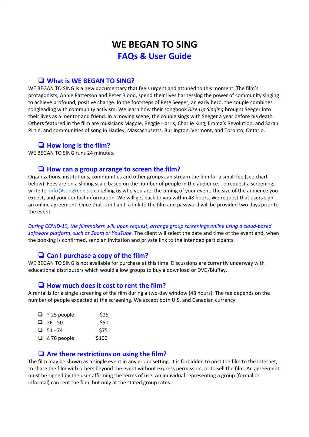 SCREENING Faqs & USER GUIDE