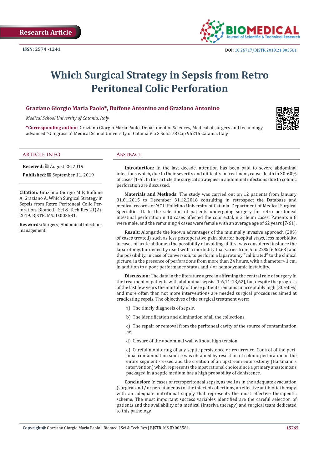 Which Surgical Strategy in Sepsis from Retro Peritoneal Colic Perforation